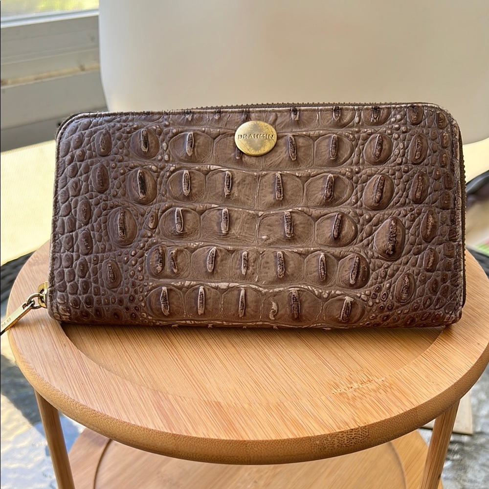 Brahmin Tan Crocodile leather wallet